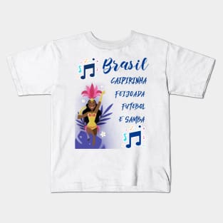 Brasil, caipirinha, feijoada, futebol e samba Kids T-Shirt